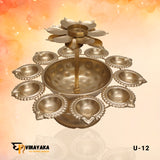 U-12 Lotus Standing Diya Urli- 12 inch