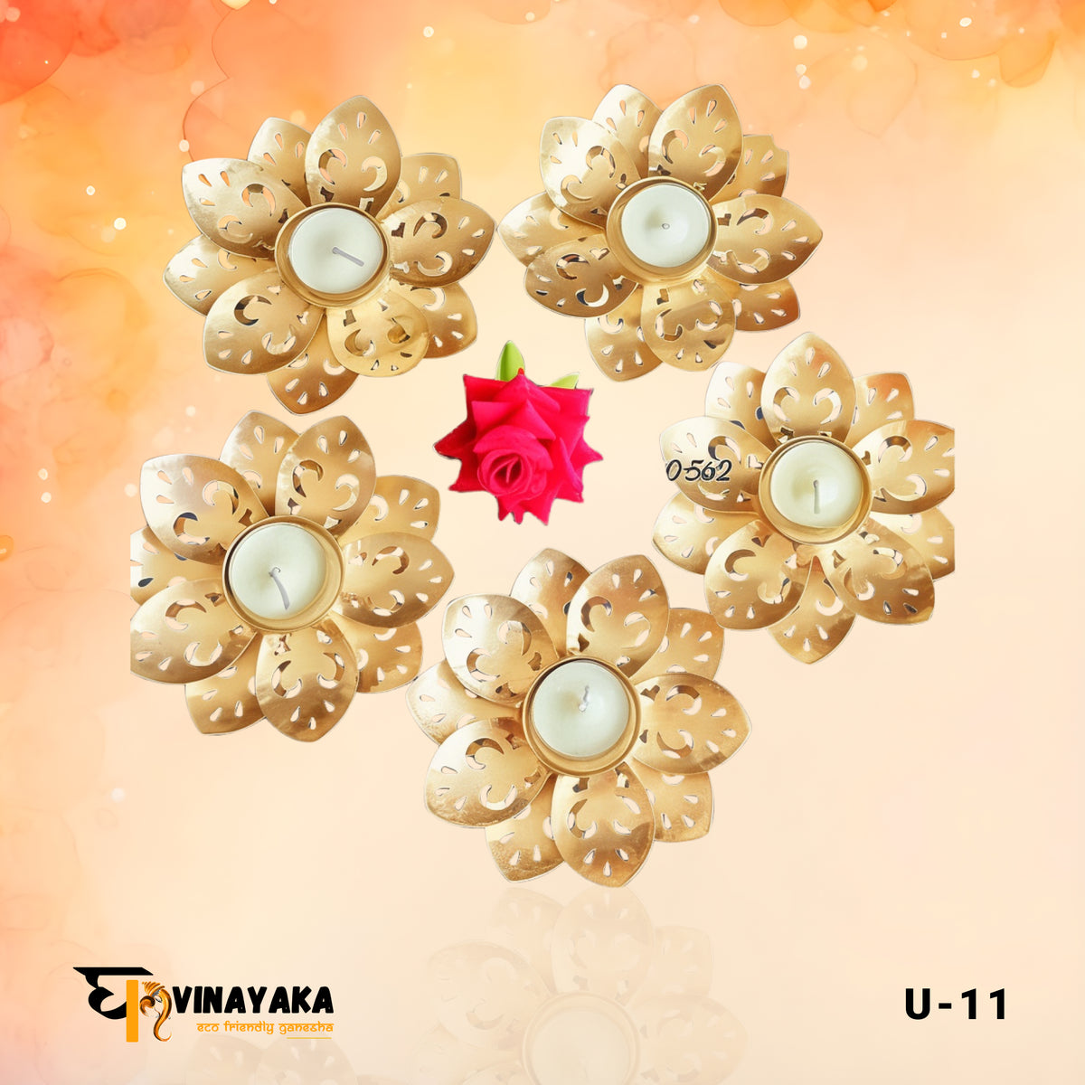 U-11 Lotus Diya  Urli - 6 inch